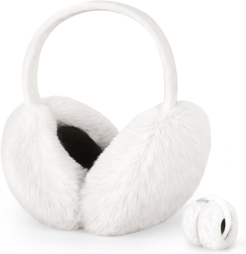 Lainlight Store Earmuffs for Women Winter Warm Foldable Ear Muffs Faux Fur Cute Fuzzy Ear Warmers for Girls Women - Image 1